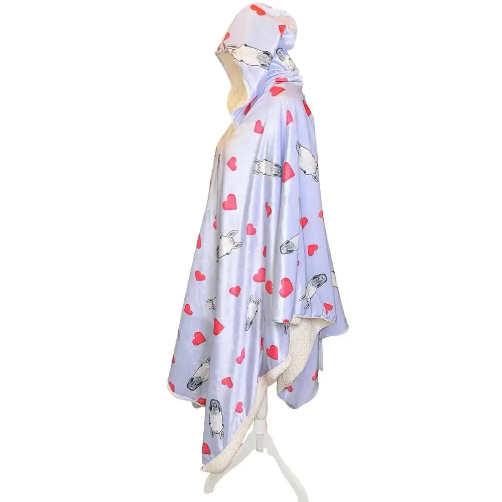 My PetPoncho Hooded Wearable Blanket Horse and Heart Print reversible